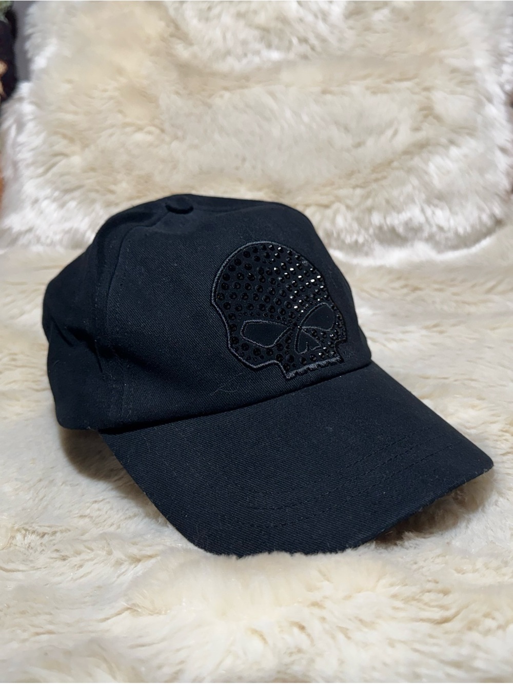Harley-Davidson Black Crystal Skull Baseball Cap - Designer Style